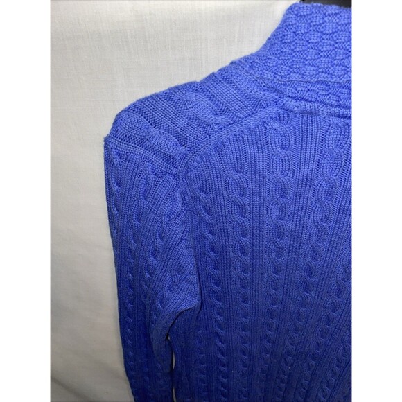 L.L. Bean Women’s Open Cardigan Size Small Blue Cable Knit Cozy Comfort Party - Picture 11 of 12